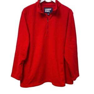 LANDS END Fleece Top Plus Size 2X Red 1/4 Zip Pullover Womens Jacket